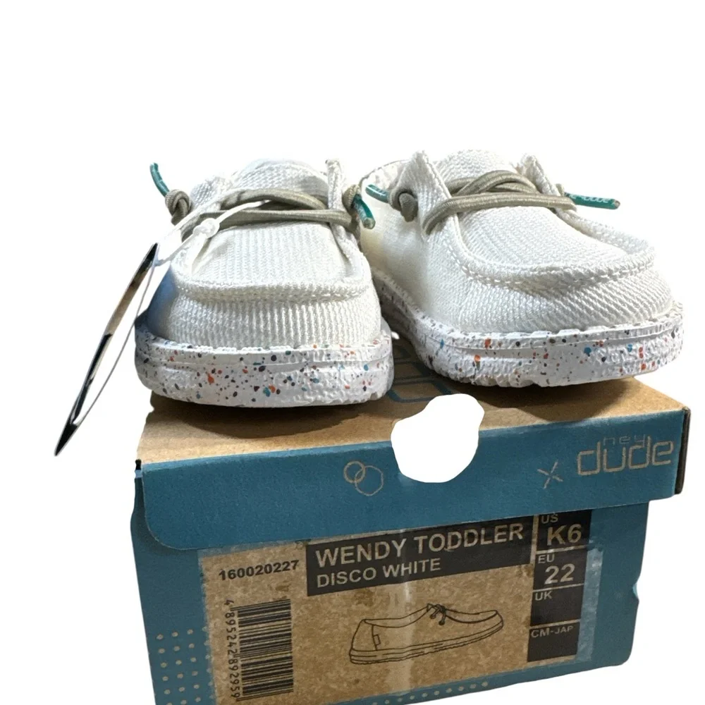Hey Dude Wendy Toddler Disco White Slip-On Shoes Size K6 / EU 22 or K8 EU 25